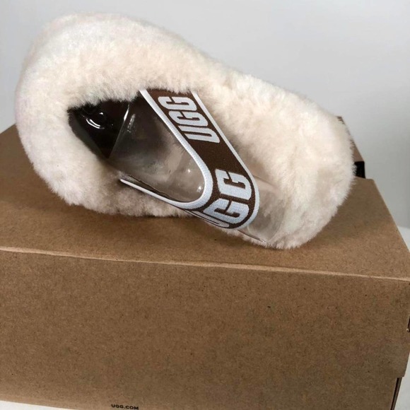 UGG FLUFF YEAH Sandals Slide Natural - Women Size 6 - Picture 2 of 4
